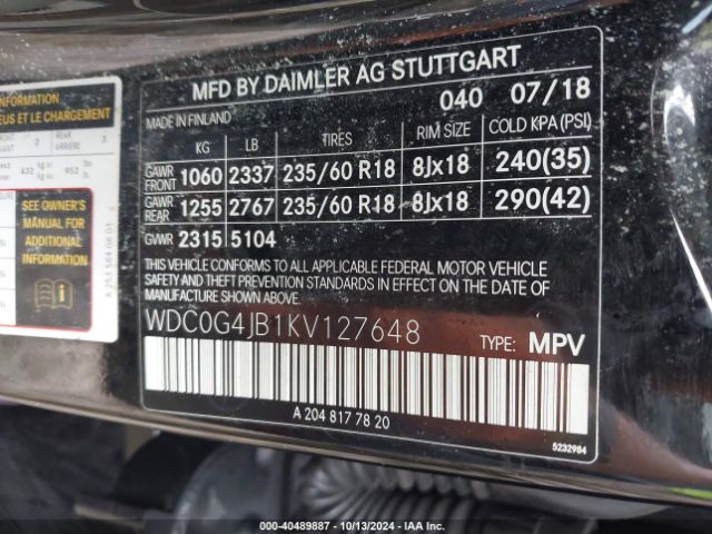 2019 MERCEDES-BENZ GLC 300 WDC0G4JB1KV127648 Photo 8