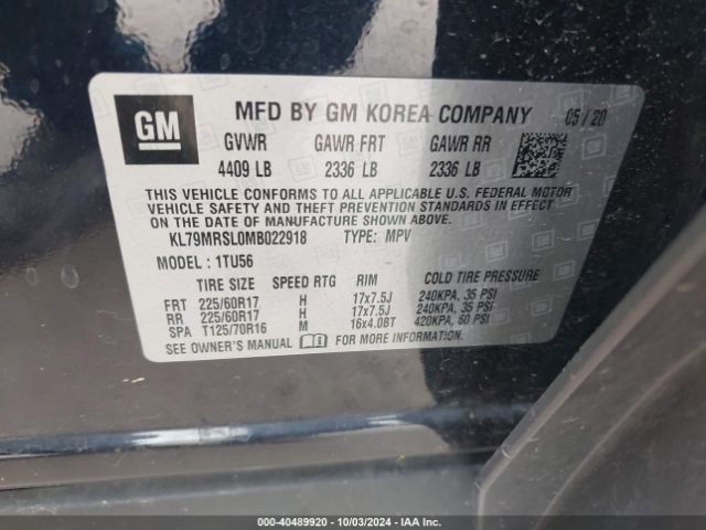 KL79MRSL0MB022918 Chevrolet Trailblazer Awd Lt