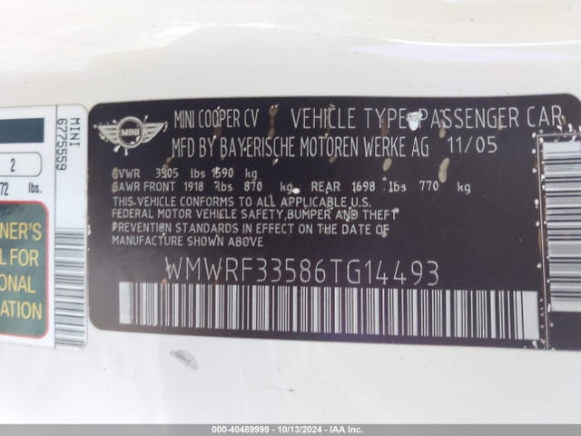 2006 MINI COOPER WMWRF33586TG14493 Photo 8