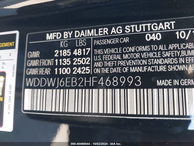 WDDWJ6EB2HF468993 Mercedes-Benz Amg C 43 4matic