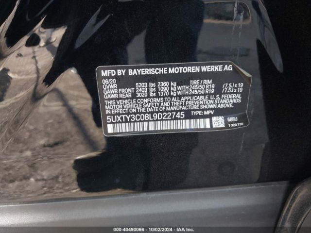 5UXTY3C08L9D22745 BMW X3 Sdrive30i