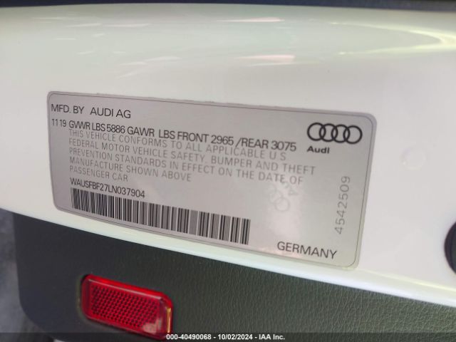 WAUSFBF27LN037904 Audi S7 Sportback Prestige Tfsi Quattro Tiptronic