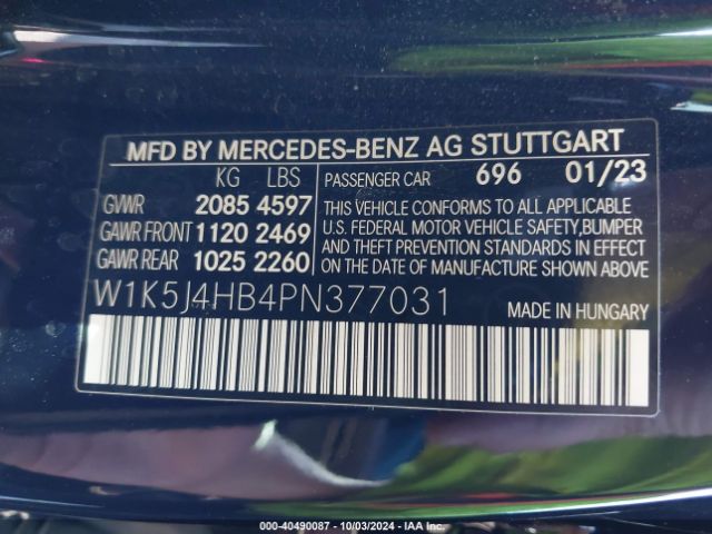 W1K5J4HB4PN377031 Mercedes-Benz Cla 250 Coupe 4matic