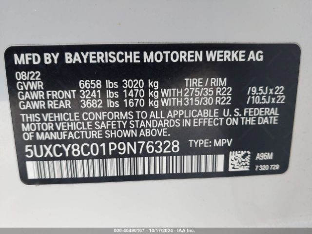 5UXCY8C01P9N76328 BMW X6 M50i