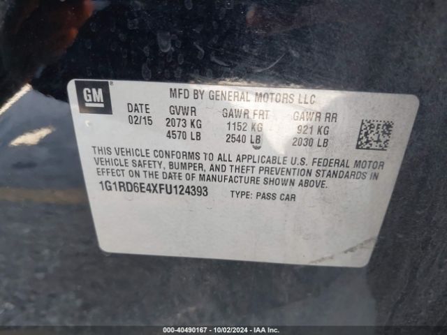 1G1RD6E4XFU124393 Chevrolet Volt