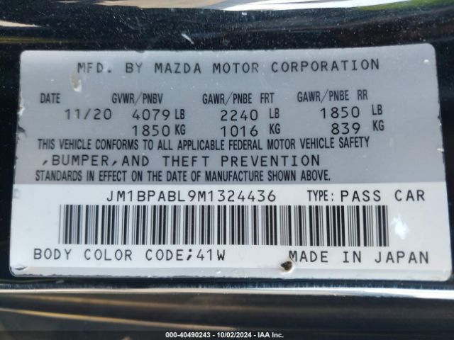 JM1BPABL9M1324436 Mazda Mazda3 Select