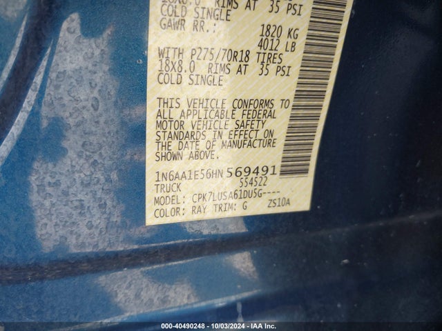 Nissan Titan Pro-4x 2017 1N6AA1E56HN569491 Image 9