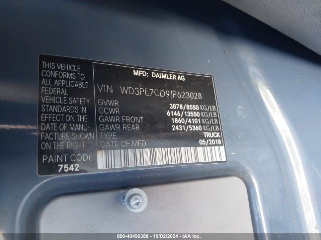 WD3PE7CD9JP623028 Mercedes-Benz Sprinter 2500 Standard Roof V6