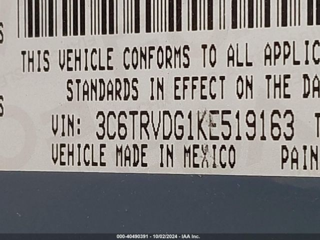 3C6TRVDG1KE519163 RAM Promaster 2500 High Roof 159 Wb