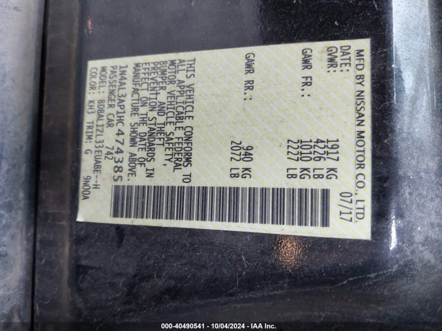 Nissan Altima 2.5 Sv 2017 1N4AL3AP1HC474385 Image 7