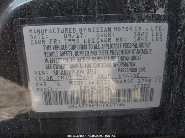 3N1AB7AP9HY410786 Nissan SENTRA S