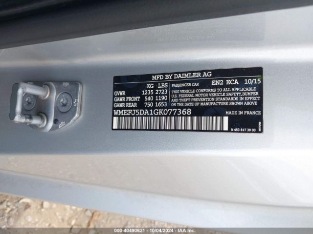WMEFJ5DA1GK077368 Smart Fortwo Passion/prime/proxy/pure
