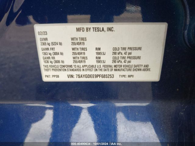 7SAYGDEE9PF685253 Tesla Model Y Awd/long Range Dual Motor All-wheel Drive
