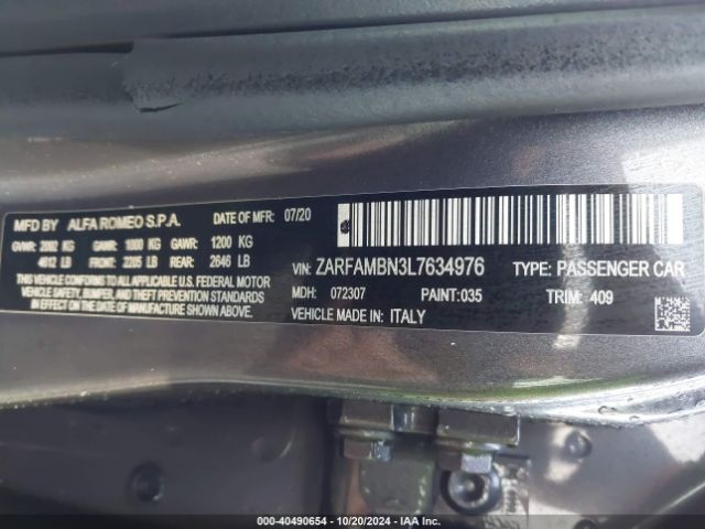 ZARFAMBN3L7634976 Alfa Romeo Giulia Ti Rwd
