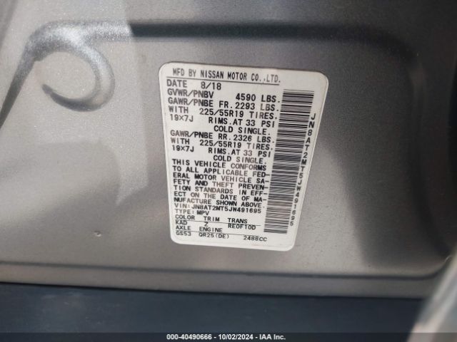 JN8AT2MT5JW491695 Nissan Rogue S/sl/sv