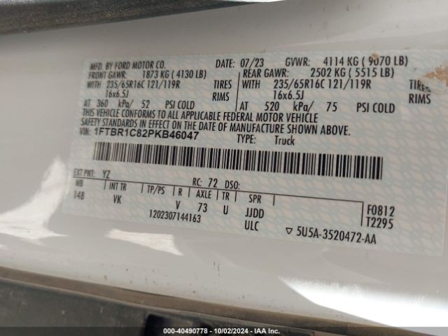 1FTBR1C82PKB46047 Ford Transit-250 Cargo Van