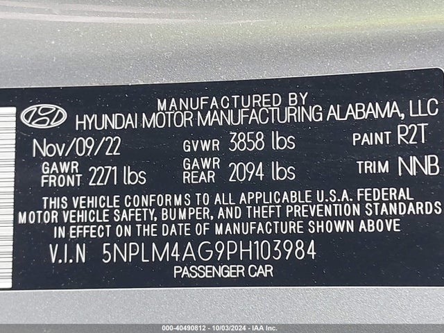 Hyundai ELANTRA SEL 2023 5NPLM4AG9PH103984 Image 9
