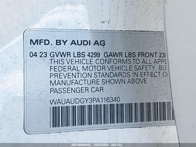 WAUAUDGY3PA116340 Audi A3 Premium 40 Tfsi Front-wheel Drive S Tronic