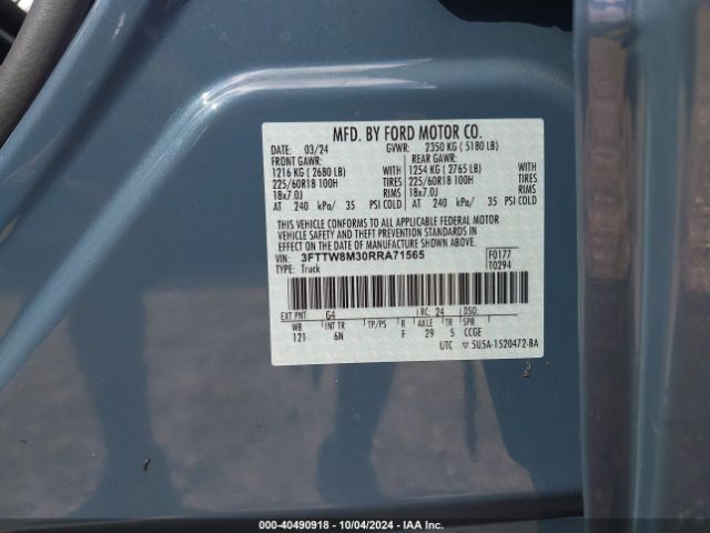3FTTW8M30RRA71565 Ford Maverick Lariat