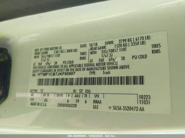 1FTMF1CB7JKF95907 Ford F-150 Xl