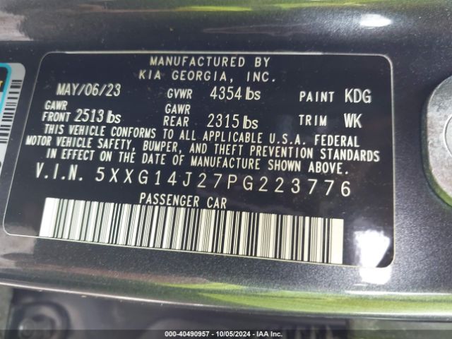 5XXG14J27PG223776 KIA K5 LXS