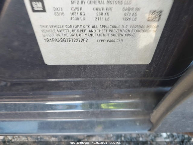 1G1PA5SG7F7227262 Chevrolet Cruze Ls Auto