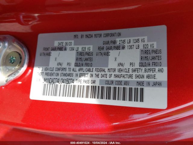 JM1NDAD74L0415074 Mazda Mx-5 Miata Grand Touring