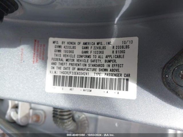 Honda ACCORD LX 2014 1HGCR2F30EA054241 Image 9