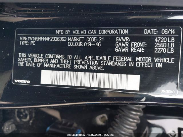 YV149MFM4F2336363 Volvo S60 T6 Drive-e Platinum
