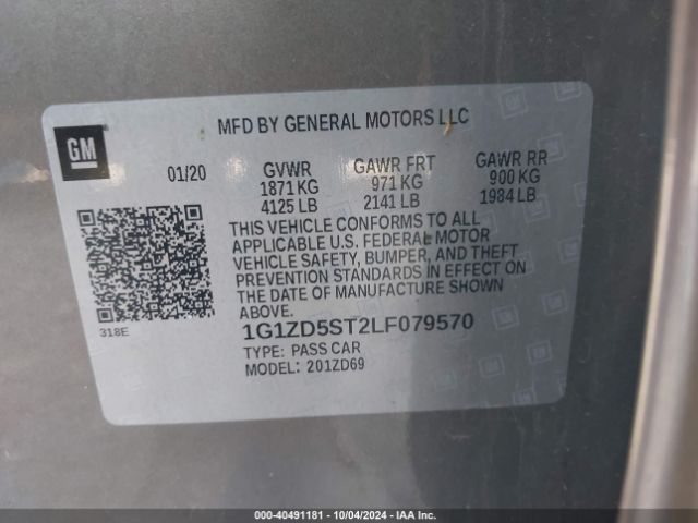 1G1ZD5ST2LF079570 Chevrolet Malibu Fwd Lt