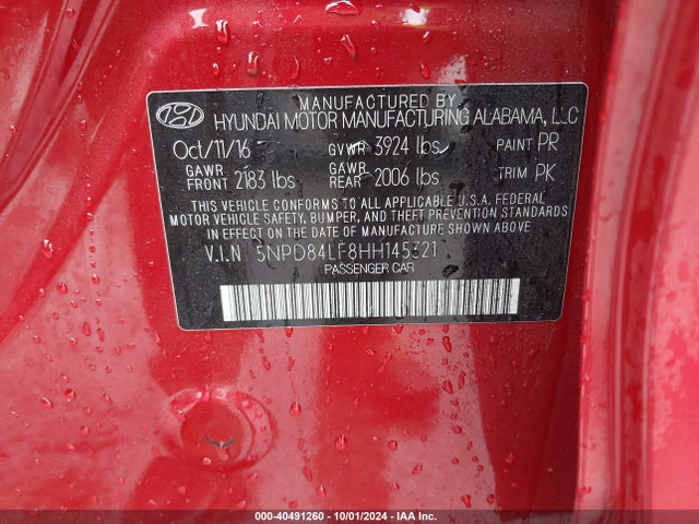 Hyundai ELANTRA SE 2017 5NPD84LF8HH145321 Image 9