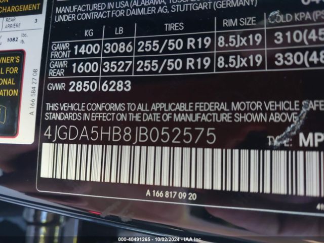 4JGDA5HB8JB052575 Mercedes-Benz Gle 350 4matic