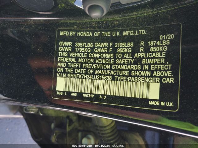 SHHFK7H34LU215638 Honda Civic Lx