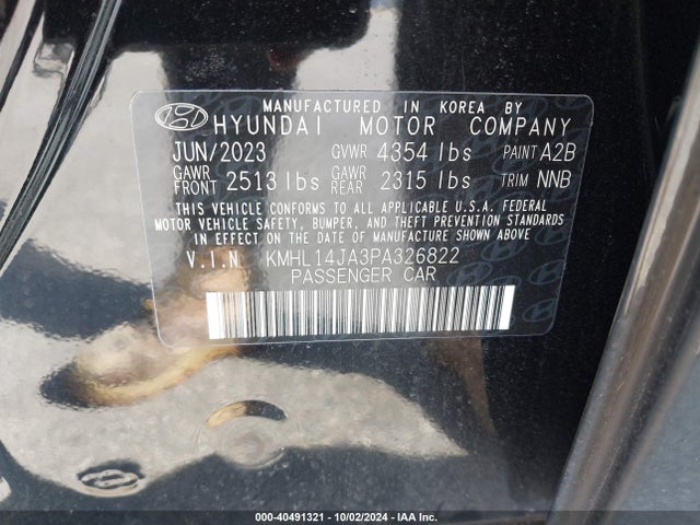 KMHL14JA3PA326822 Hyundai SONATA SEL
