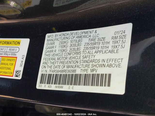 7FARS6H98RE060988 Honda Cr-v Hybrid Sport Touring