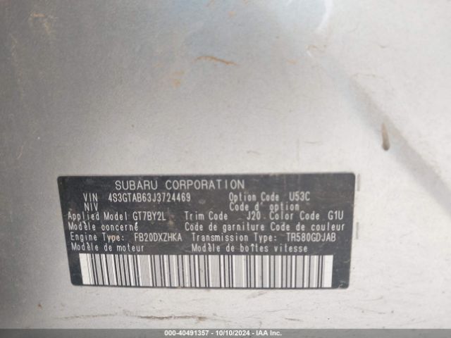 4S3GTAB63J3724469 Subaru Impreza 2.0i Premium
