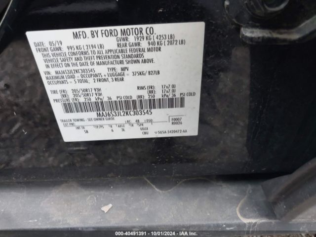 MAJ6S3JL2KC303545 Ford Ecosport Ses