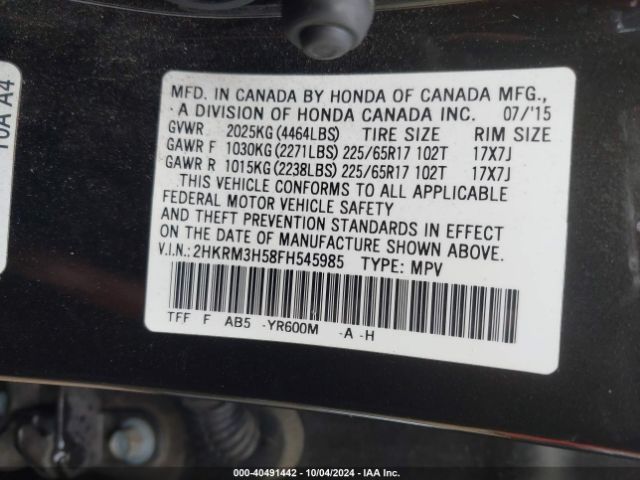 2HKRM3H58FH545985 Honda CR-V EX