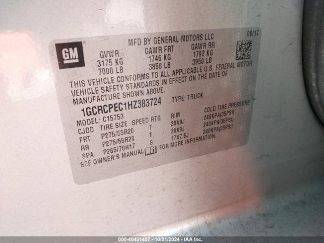 1GCRCPEC1HZ383724 Chevrolet Silverado 1500 Custom