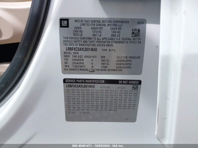 Buick Envision Fwd Essence 2020 LRBFXCSAXLD014643 Image 9