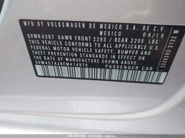 3VW4S7AJ8FM414979 Volkswagen Jetta 2.0t Gli Se