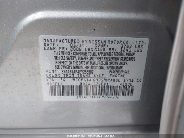 Nissan SENTRA SV 2014 3N1AB7AP4EY256502 Image 9