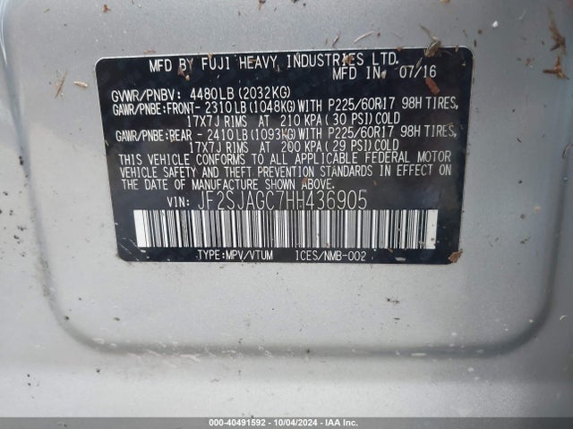 Subaru Forester 2.5i Premium 2017 JF2SJAGC7HH436905 Image 9