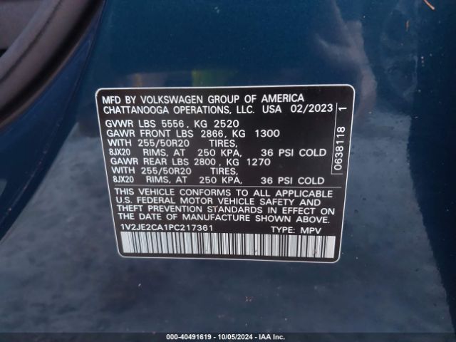 1V2JE2CA1PC217361 Volkswagen Atlas Cross Sport 3.6l V6 Se W/technology