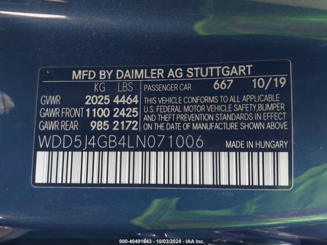 WDD5J4GB4LN071006 Mercedes-Benz CLA 250