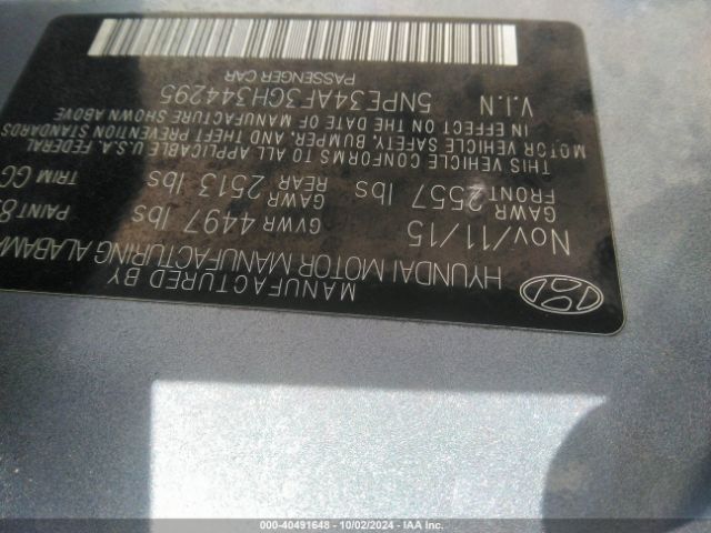 5NPE34AF3GH344295 Hyundai Sonata Limited