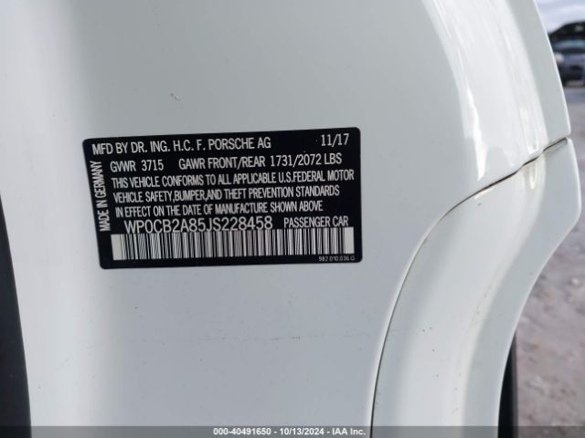 WP0CB2A85JS228458 Porsche 718 Boxster S