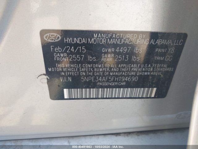 5NPE34AF5FH194690 Hyundai Sonata Limited