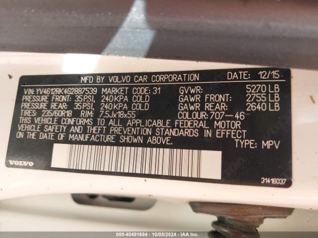 YV4612RK4G2887539 Volvo Xc60 T5 Premier