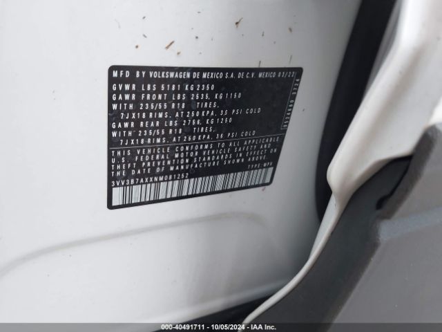 3VV3B7AXXNM081252 Volkswagen Tiguan 2.0t Se